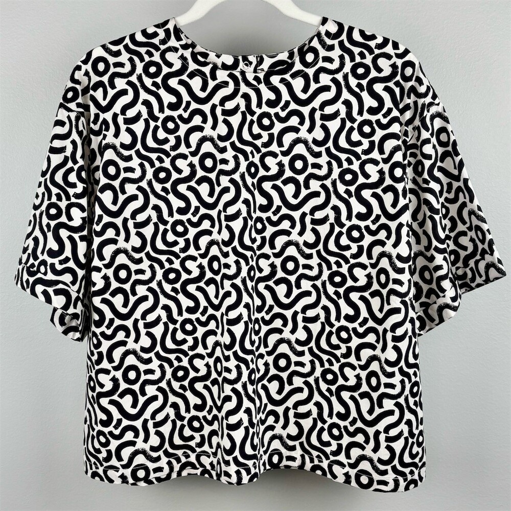 Wildfang Black & White Abstract Pattern Boxy Blouse size L